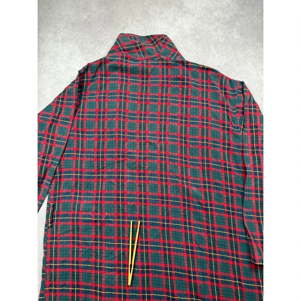 VTG Polo Ralph Lauren Mens L/XL Plaid Robe Red Green Cotton Shawl Collar Lounge